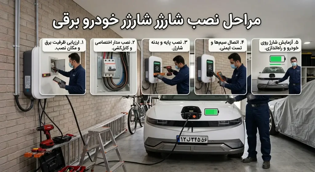 مراحل نصب شارژر خودرو برقی در خانه