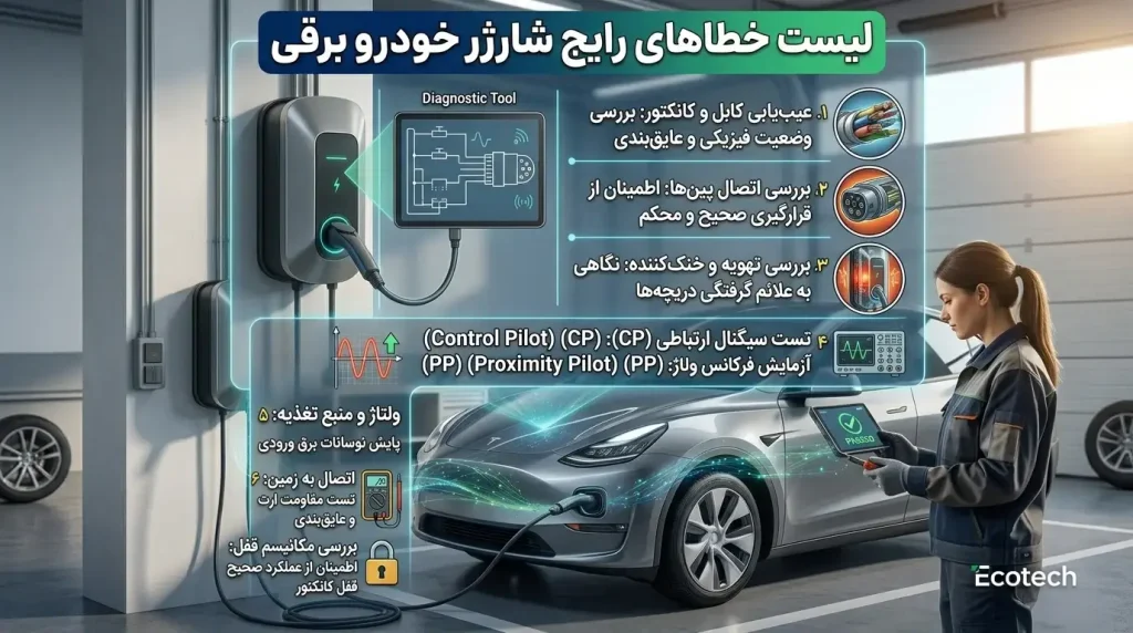 چک لیست مرحله به مرحله عیب یابی شارژر خودرو برقی