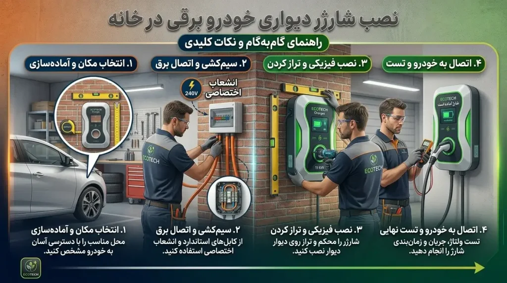 نصب شارژر دیواری خودرو برقی در پارکینگ خانه
