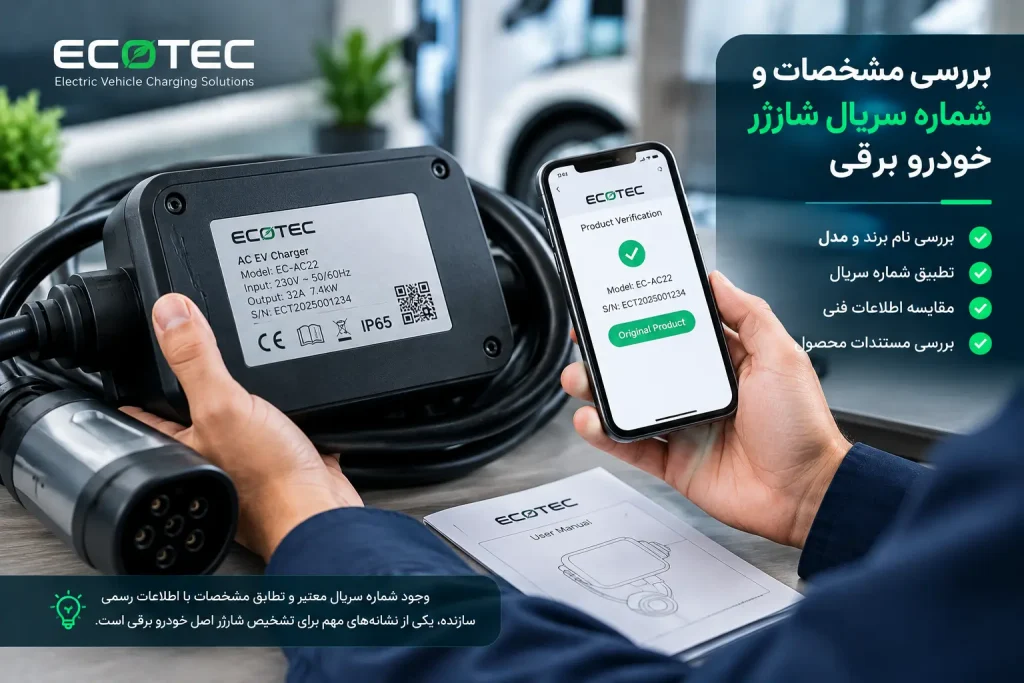 بررسی شماره سریال و مشخصات شارژر خودرو برقی اصل