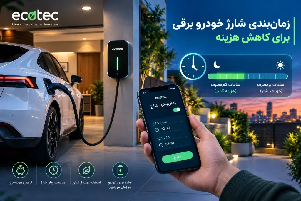 زمان‌بندی شارژ خودرو برقی در ساعات کم مصرف