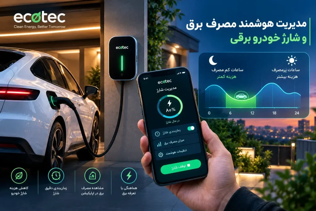 مدیریت مصرف برق و شارژ هوشمند خودرو برقی