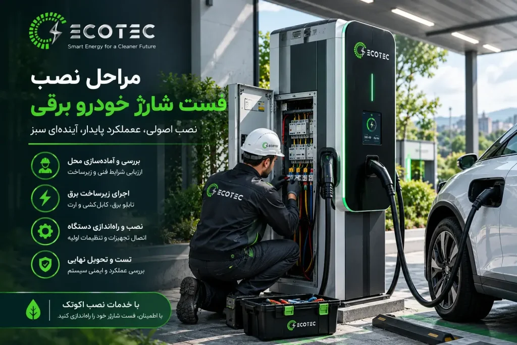 نصب دستگاه فست شارژ خودرو برقی و بررسی زیرساخت برق
