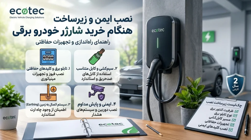 نصب ایمن شارژر خودرو برقی در خانه