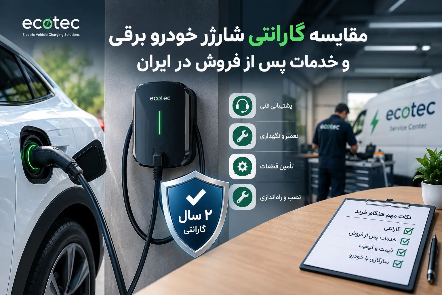 گارانتی شارژر خودرو برقی و خدمات پس از فروش